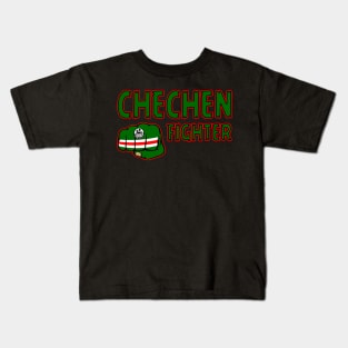 Chechen Fighter, Chechnya Fighter, Chechnya Flag, Chechnya Kids T-Shirt